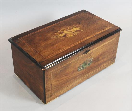 A Swiss 12-air marquetry inlaid rosewood musical box, c.1900 W.26in. D.15in. H.12in.